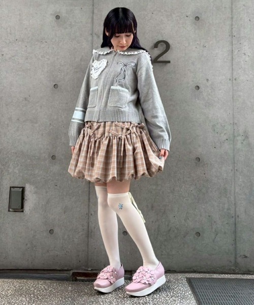 Candy Stripper（キャンディストリッパー）の「CHECK BALLOON スカート（スカート・レディース・ベージュ/レッド/ブラック・FREE）」の7枚目の写真