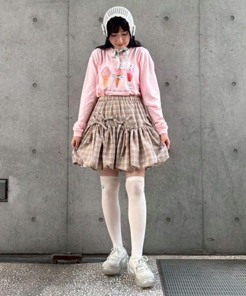 Candy Stripper（キャンディストリッパー）の「CHECK BALLOON スカート（スカート・レディース・ベージュ/レッド/ブラック・FREE）」の8枚目の写真