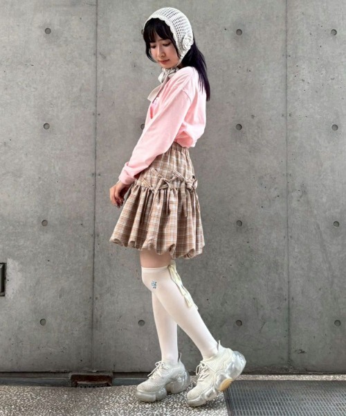 Candy Stripper（キャンディストリッパー）の「CHECK BALLOON スカート（スカート・レディース・ベージュ/レッド/ブラック・FREE）」の9枚目の写真