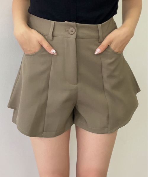 kirakiraShop（キラキラショップ）の「レイヤード風 フレア ショートパンツ 短パン ショーパン（その他パンツ・レディース・ブラック/グレー/モカ/ホワイト・S/M/L）」の4枚目の写真