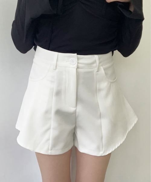 kirakiraShop（キラキラショップ）の「レイヤード風 フレア ショートパンツ 短パン ショーパン（その他パンツ・レディース・ブラック/グレー/モカ/ホワイト・S/M/L）」の5枚目の写真