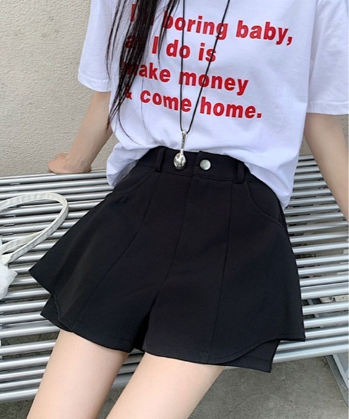 kirakiraShop（キラキラショップ）の「レイヤード風 フレア ショートパンツ 短パン ショーパン（その他パンツ・レディース・ブラック/グレー/モカ/ホワイト・S/M/L）」の8枚目の写真