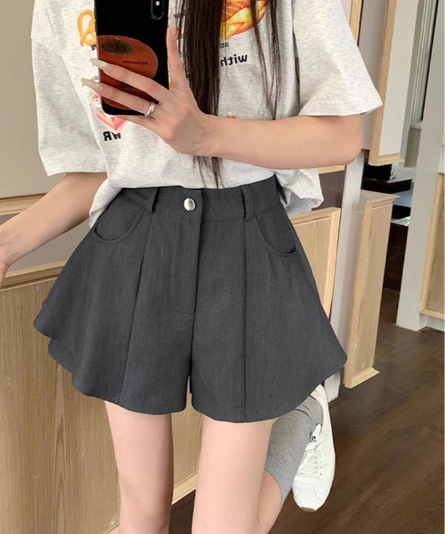 kirakiraShop（キラキラショップ）の「レイヤード風 フレア ショートパンツ 短パン ショーパン（その他パンツ・レディース・ブラック/グレー/モカ/ホワイト・S/M/L）」の11枚目の写真