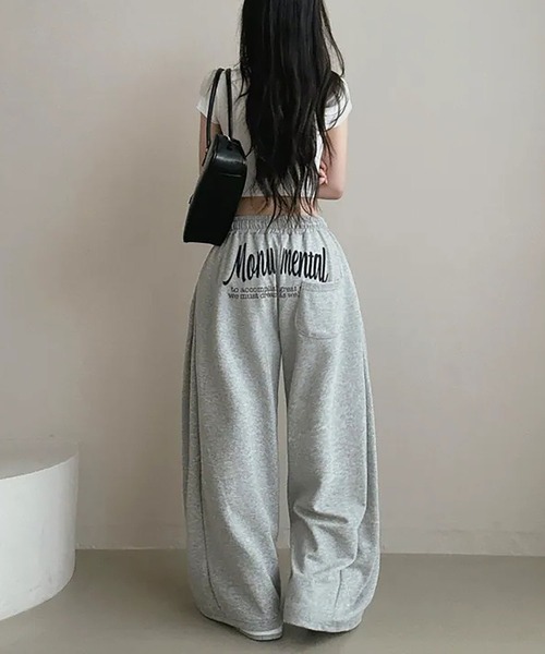 Asterellivi(アステレリビ)の「バックプリントスエットパンツ(スウェットパンツ・レディース・グレー/ブラック・FREE)」の14枚目の写真