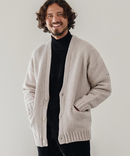 CALL&RESPONSE（コールアンドレスポンス）の「mcg3672-ざっくりニットカーデ-サイセンタク カーディガン（カーディガン/ボレロ・メンズ・ブラック/ベージュ/ブラウン・2/4/5）」の3枚目の写真