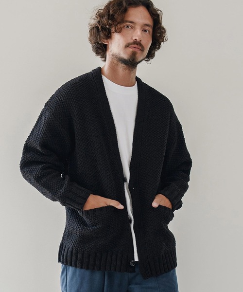 CALL&RESPONSE（コールアンドレスポンス）の「mcg3672-ざっくりニットカーデ-サイセンタク カーディガン（カーディガン/ボレロ・メンズ・ブラック/ベージュ/ブラウン・2/4/5）」の6枚目の写真