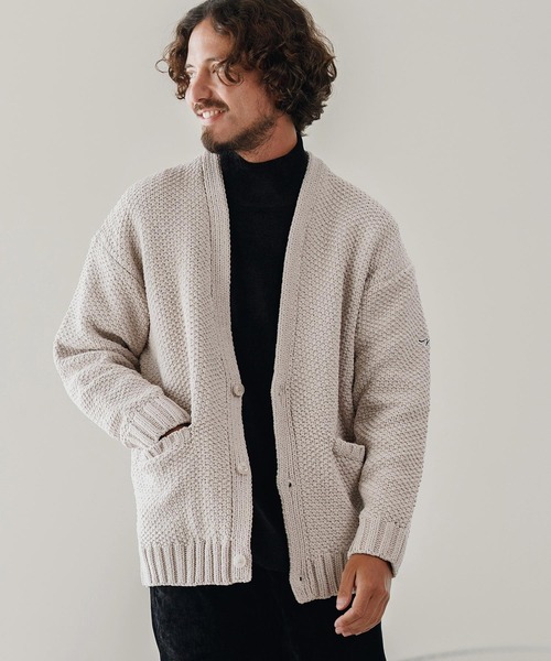 CALL&RESPONSE（コールアンドレスポンス）の「mcg3672-ざっくりニットカーデ-サイセンタク カーディガン（カーディガン/ボレロ・メンズ・ブラック/ベージュ/ブラウン・2/4/5）」の10枚目の写真