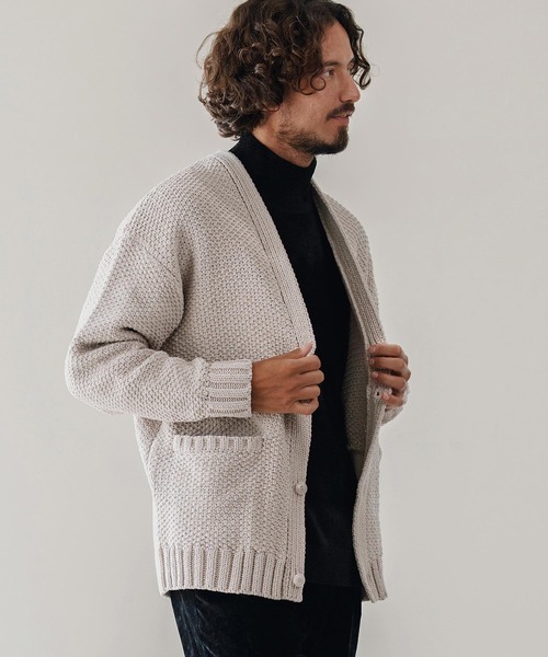 CALL&RESPONSE（コールアンドレスポンス）の「mcg3672-ざっくりニットカーデ-サイセンタク カーディガン（カーディガン/ボレロ・メンズ・ブラック/ベージュ/ブラウン・2/4/5）」の12枚目の写真