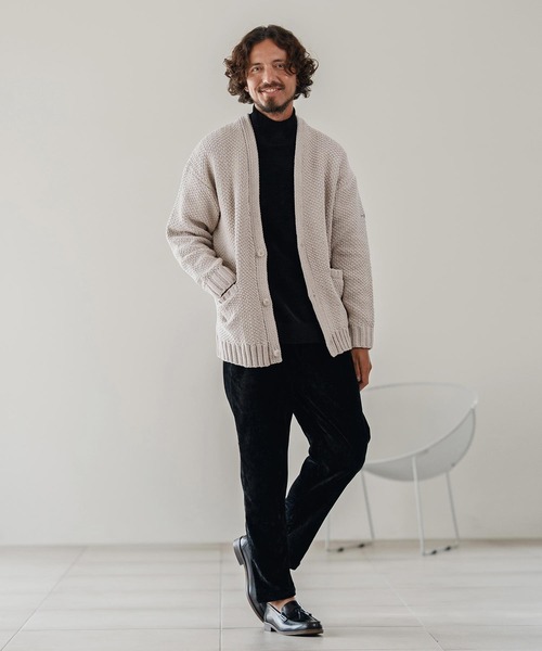 CALL&RESPONSE（コールアンドレスポンス）の「mcg3672-ざっくりニットカーデ-サイセンタク カーディガン（カーディガン/ボレロ・メンズ・ブラック/ベージュ/ブラウン・2/4/5）」の13枚目の写真