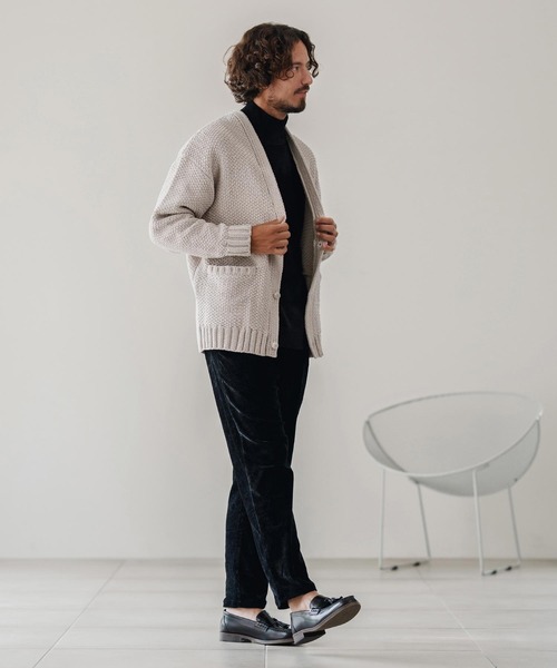 CALL&RESPONSE（コールアンドレスポンス）の「mcg3672-ざっくりニットカーデ-サイセンタク カーディガン（カーディガン/ボレロ・メンズ・ブラック/ベージュ/ブラウン・2/4/5）」の15枚目の写真