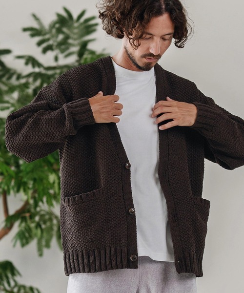 CALL&RESPONSE（コールアンドレスポンス）の「mcg3672-ざっくりニットカーデ-サイセンタク カーディガン（カーディガン/ボレロ・メンズ・ブラック/ベージュ/ブラウン・2/4/5）」の16枚目の写真