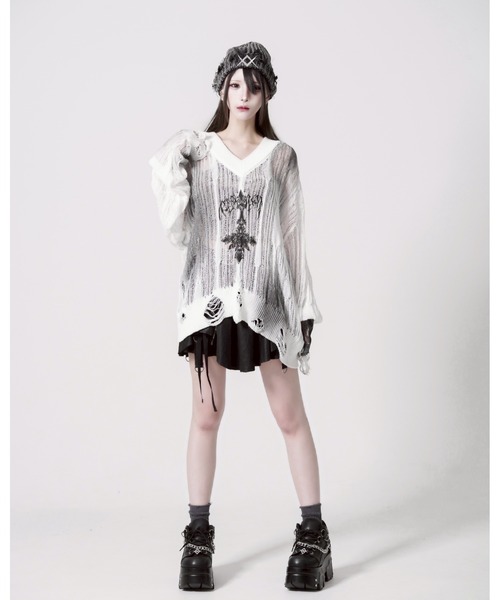 REFLEM(レフレム) 顔料加工ダメージニットPO REFLEM/レフレム』顔料加工ダメージニットPO（ニット/セーター