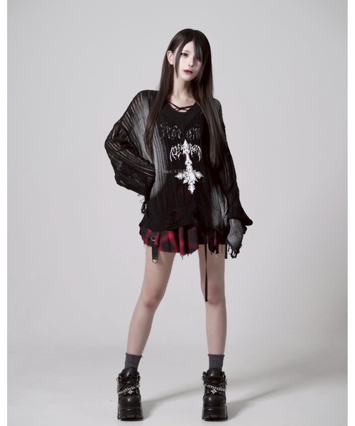 REFLEM(レフレム) 顔料加工ダメージニットPO REFLEM/レフレム』顔料加工ダメージニットPO（ニット/セーター