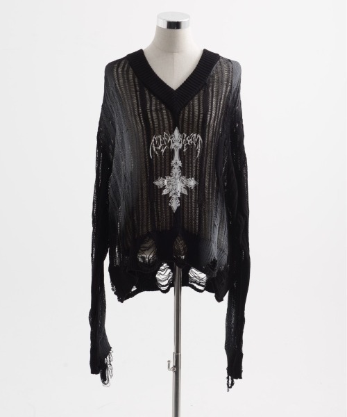 REFLEM(レフレム) 顔料加工ダメージニットPO REFLEM/レフレム』顔料加工ダメージニットPO（ニット/セーター