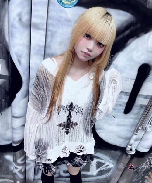 REFLEM(レフレム) 顔料加工ダメージニットPO REFLEM/レフレム』顔料加工ダメージニットPO（ニット/セーター