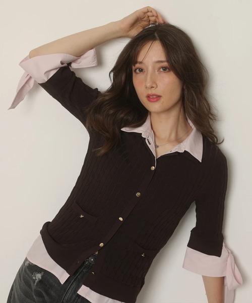 Apuweiser-riche（アプワイザーリッシェ）の「袖リボンレイヤードリブニット（ニット/セーター・レディース・ブラック系その他/ブラウン/ネイビー・2）」の20枚目の写真