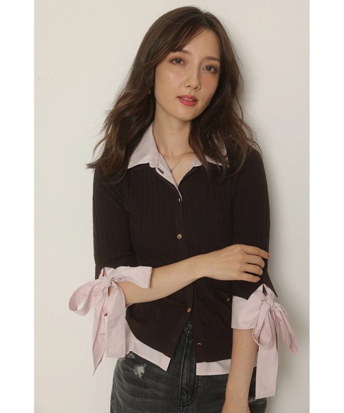 Apuweiser-riche（アプワイザーリッシェ）の「袖リボンレイヤードリブニット（ニット/セーター・レディース・ブラック系その他/ブラウン/ネイビー・2）」の13枚目の写真