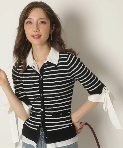 Apuweiser-riche（アプワイザーリッシェ）の「袖リボンレイヤードリブニット（ニット/セーター・レディース・ブラック系その他/ブラウン/ネイビー・2）」の10枚目の写真