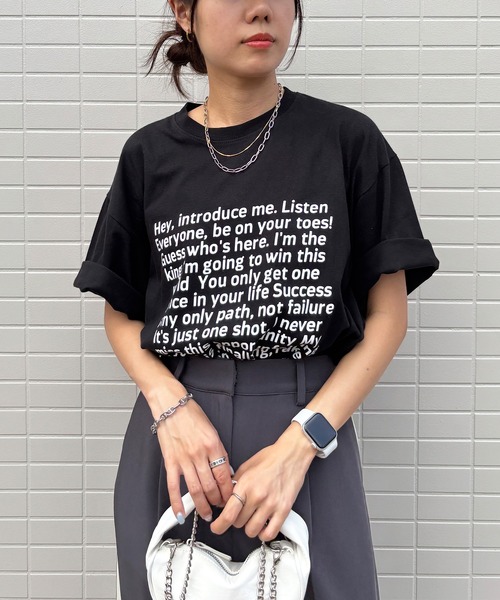 ISOOK(アイスー)の「【ISOOK / アイスー】オーバーサイズ半袖ロゴTシャツ / プリントT クルーネック ラウンドネック Tシャツ レタリング 英字ロゴ ルーズ丈 ビックシルエット ユニセックス 白 黒 ホワイト ブラックZOZOTOWN限定(Tシャツ/カットソー・レディース・ブラック/ホワイト・FREE)」の7枚目の写真