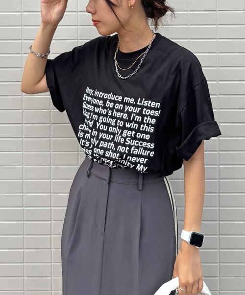ISOOK(アイスー)の「【ISOOK / アイスー】オーバーサイズ半袖ロゴTシャツ / プリントT クルーネック ラウンドネック Tシャツ レタリング 英字ロゴ ルーズ丈 ビックシルエット ユニセックス 白 黒 ホワイト ブラックZOZOTOWN限定(Tシャツ/カットソー・レディース・ブラック/ホワイト・FREE)」の11枚目の写真
