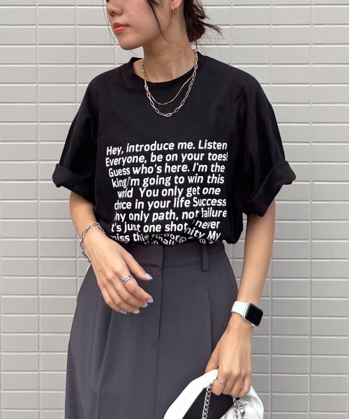 ISOOK(アイスー)の「【ISOOK / アイスー】オーバーサイズ半袖ロゴTシャツ / プリントT クルーネック ラウンドネック Tシャツ レタリング 英字ロゴ ルーズ丈 ビックシルエット ユニセックス 白 黒 ホワイト ブラックZOZOTOWN限定(Tシャツ/カットソー・レディース・ブラック/ホワイト・FREE)」の8枚目の写真