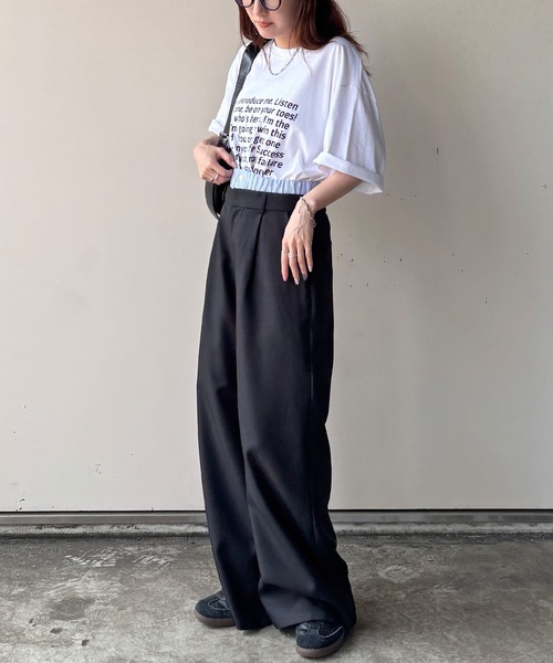 ISOOK(アイスー)の「【ISOOK / アイスー】オーバーサイズ半袖ロゴTシャツ / プリントT クルーネック ラウンドネック Tシャツ レタリング 英字ロゴ ルーズ丈 ビックシルエット ユニセックス 白 黒 ホワイト ブラックZOZOTOWN限定(Tシャツ/カットソー・レディース・ブラック/ホワイト・FREE)」の22枚目の写真