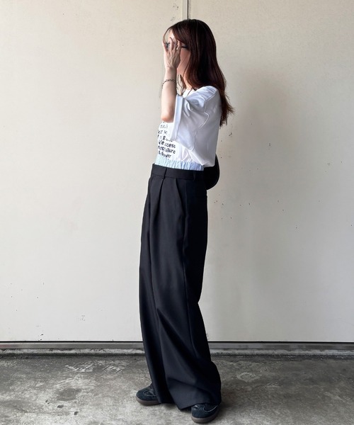 ISOOK(アイスー)の「【ISOOK / アイスー】オーバーサイズ半袖ロゴTシャツ / プリントT クルーネック ラウンドネック Tシャツ レタリング 英字ロゴ ルーズ丈 ビックシルエット ユニセックス 白 黒 ホワイト ブラックZOZOTOWN限定(Tシャツ/カットソー・レディース・ブラック/ホワイト・FREE)」の21枚目の写真