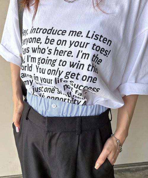 ISOOK(アイスー)の「【ISOOK / アイスー】オーバーサイズ半袖ロゴTシャツ / プリントT クルーネック ラウンドネック Tシャツ レタリング 英字ロゴ ルーズ丈 ビックシルエット ユニセックス 白 黒 ホワイト ブラックZOZOTOWN限定(Tシャツ/カットソー・レディース・ブラック/ホワイト・FREE)」の6枚目の写真