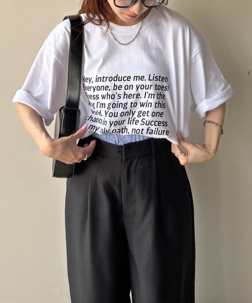 ISOOK(アイスー)の「【ISOOK / アイスー】オーバーサイズ半袖ロゴTシャツ / プリントT クルーネック ラウンドネック Tシャツ レタリング 英字ロゴ ルーズ丈 ビックシルエット ユニセックス 白 黒 ホワイト ブラックZOZOTOWN限定(Tシャツ/カットソー・レディース・ブラック/ホワイト・FREE)」の19枚目の写真