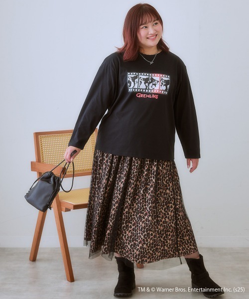 SMILE LAND（スマイルランド）の「＜大きいサイズ＞【GREMLINS】ゆるシルエットプリントTシャツ（Tシャツ/カットソー・レディース・オフホワイト/ブラック・L/5L/4L/3L/LL）」の17枚目の写真