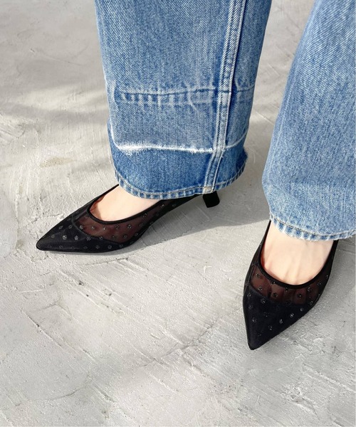 LE TALON(ルタロン)の「≪追加≫5cmポインテッドチュールパンプス(パンプス・レディース・ベージュ/ブラック×ブラック/ブラック・25.5cm/25cm/24.5cm/23cm/22.5cm/22cm/21.5/23.5cm/21/24cm)」の9枚目の写真