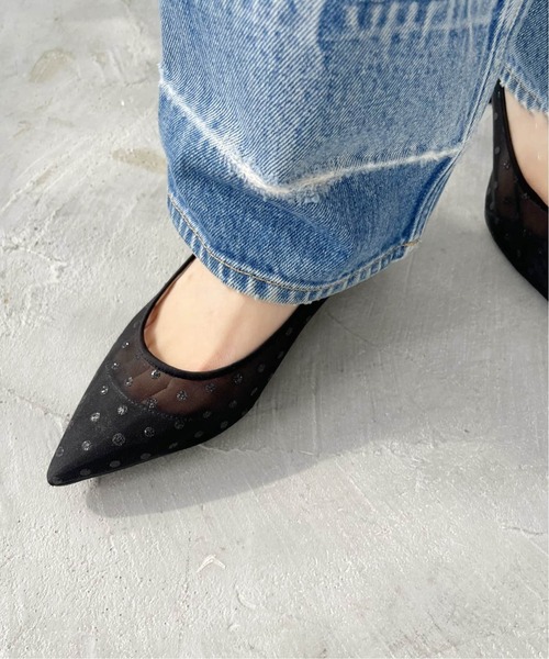 LE TALON(ルタロン)の「≪追加≫5cmポインテッドチュールパンプス(パンプス・レディース・ベージュ/ブラック×ブラック/ブラック・25.5cm/25cm/24.5cm/23cm/22.5cm/22cm/21.5/23.5cm/21/24cm)」の10枚目の写真