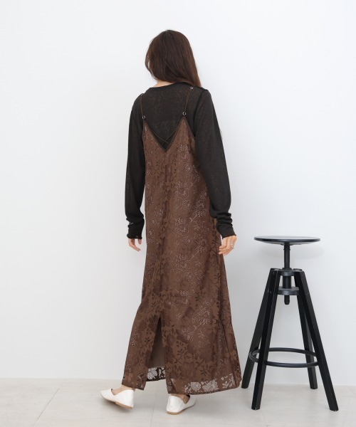 Bab（バブ）の「【S・Mサイズ展開】フラワーレースＩラインキャミワンピース（ワンピース・レディース・ブラウン/ブラック・S/M）」の4枚目の写真