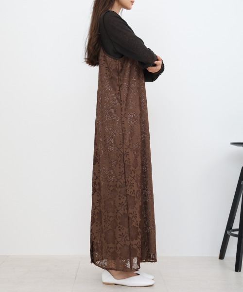 Bab（バブ）の「【S・Mサイズ展開】フラワーレースＩラインキャミワンピース（ワンピース・レディース・ブラウン/ブラック・S/M）」の11枚目の写真