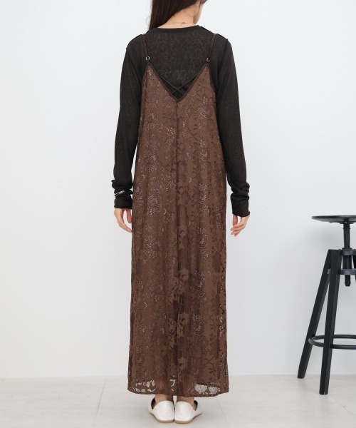 Bab（バブ）の「【S・Mサイズ展開】フラワーレースＩラインキャミワンピース（ワンピース・レディース・ブラウン/ブラック・S/M）」の12枚目の写真