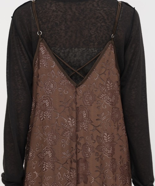 Bab（バブ）の「【S・Mサイズ展開】フラワーレースＩラインキャミワンピース（ワンピース・レディース・ブラウン/ブラック・S/M）」の13枚目の写真