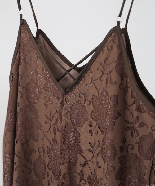 Bab（バブ）の「【S・Mサイズ展開】フラワーレースＩラインキャミワンピース（ワンピース・レディース・ブラウン/ブラック・S/M）」の18枚目の写真