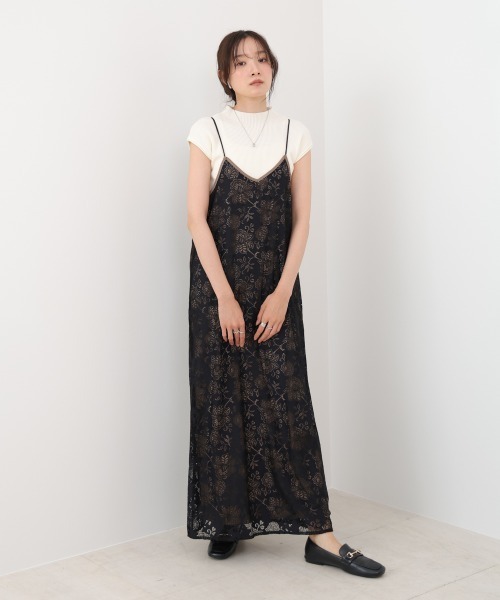 Bab（バブ）の「【S・Mサイズ展開】フラワーレースＩラインキャミワンピース（ワンピース・レディース・ブラウン/ブラック・S/M）」の22枚目の写真