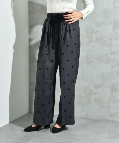 INTERPLANET（インタープラネット）の「ツイルクロスドットフロッキーベロアリボンベルトパンツ（その他パンツ・レディース・ブラック/チャコールグレー・FREE）」の10枚目の写真