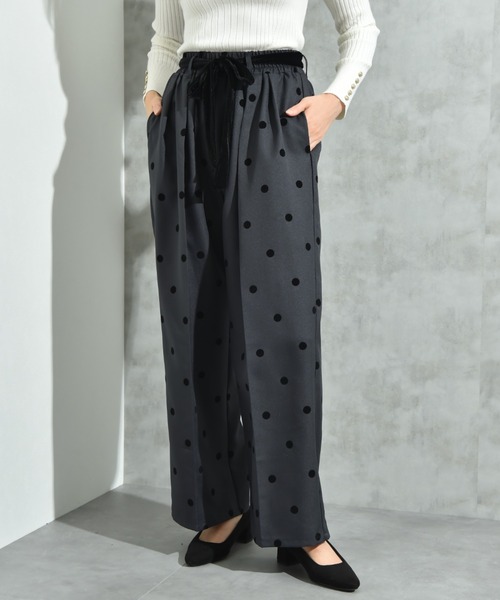 INTERPLANET（インタープラネット）の「ツイルクロスドットフロッキーベロアリボンベルトパンツ（その他パンツ・レディース・ブラック/チャコールグレー・FREE）」の11枚目の写真