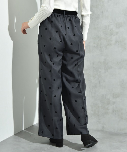 INTERPLANET（インタープラネット）の「ツイルクロスドットフロッキーベロアリボンベルトパンツ（その他パンツ・レディース・ブラック/チャコールグレー・FREE）」の9枚目の写真