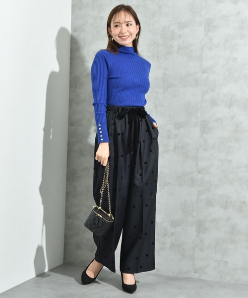 INTERPLANET（インタープラネット）の「ツイルクロスドットフロッキーベロアリボンベルトパンツ（その他パンツ・レディース・ブラック/チャコールグレー・FREE）」の13枚目の写真