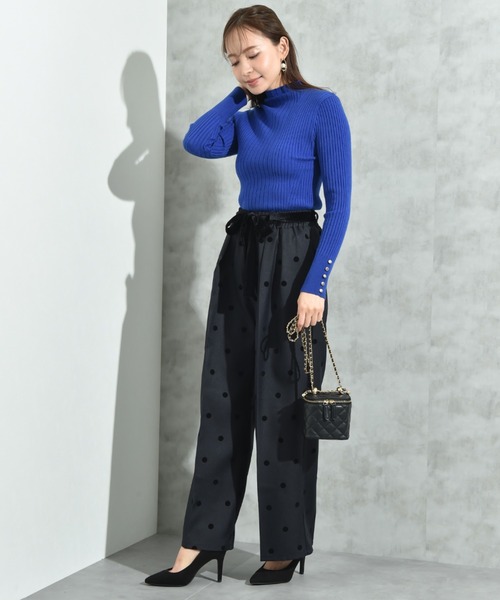 INTERPLANET（インタープラネット）の「ツイルクロスドットフロッキーベロアリボンベルトパンツ（その他パンツ・レディース・ブラック/チャコールグレー・FREE）」の15枚目の写真