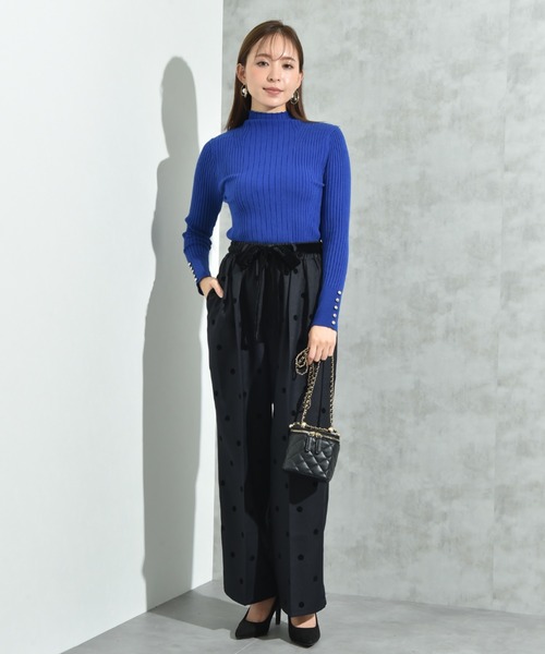 INTERPLANET（インタープラネット）の「ツイルクロスドットフロッキーベロアリボンベルトパンツ（その他パンツ・レディース・ブラック/チャコールグレー・FREE）」の16枚目の写真