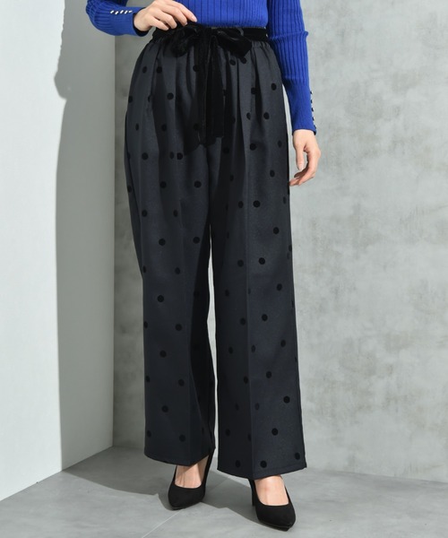 INTERPLANET（インタープラネット）の「ツイルクロスドットフロッキーベロアリボンベルトパンツ（その他パンツ・レディース・ブラック/チャコールグレー・FREE）」の17枚目の写真
