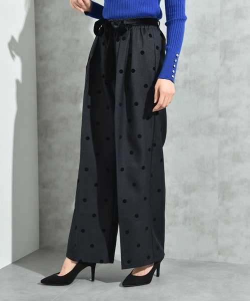 INTERPLANET（インタープラネット）の「ツイルクロスドットフロッキーベロアリボンベルトパンツ（その他パンツ・レディース・ブラック/チャコールグレー・FREE）」の18枚目の写真