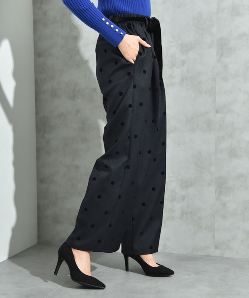 INTERPLANET（インタープラネット）の「ツイルクロスドットフロッキーベロアリボンベルトパンツ（その他パンツ・レディース・ブラック/チャコールグレー・FREE）」の20枚目の写真