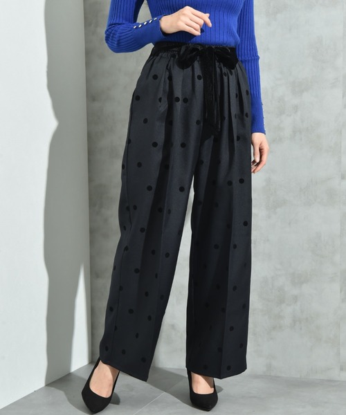 INTERPLANET（インタープラネット）の「ツイルクロスドットフロッキーベロアリボンベルトパンツ（その他パンツ・レディース・ブラック/チャコールグレー・FREE）」の21枚目の写真