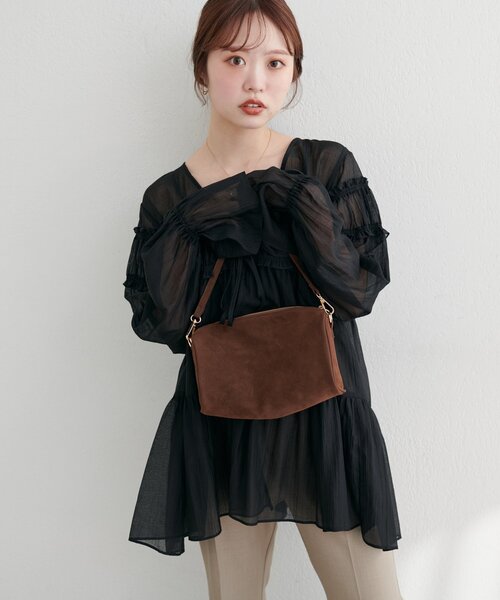 natural couture（ナチュラルクチュール）の「【WEB限定】ギャザーティアードロングブラウス（シャツ/ブラウス・レディース・レッド系その他/モカ/グリーン系その他/ブラック/オフホワイト・FREE）」の12枚目の写真