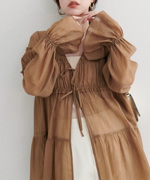 natural couture（ナチュラルクチュール）の「【WEB限定】ギャザーティアードロングブラウス（シャツ/ブラウス・レディース・レッド系その他/モカ/グリーン系その他/ブラック/オフホワイト・FREE）」の17枚目の写真